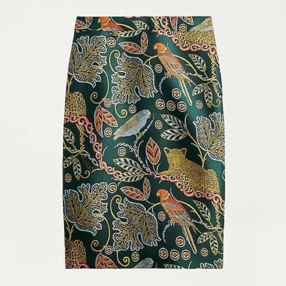 **SOLD**  J.Crew Embroidered Skirt Ornate Jungle Print 0 XS